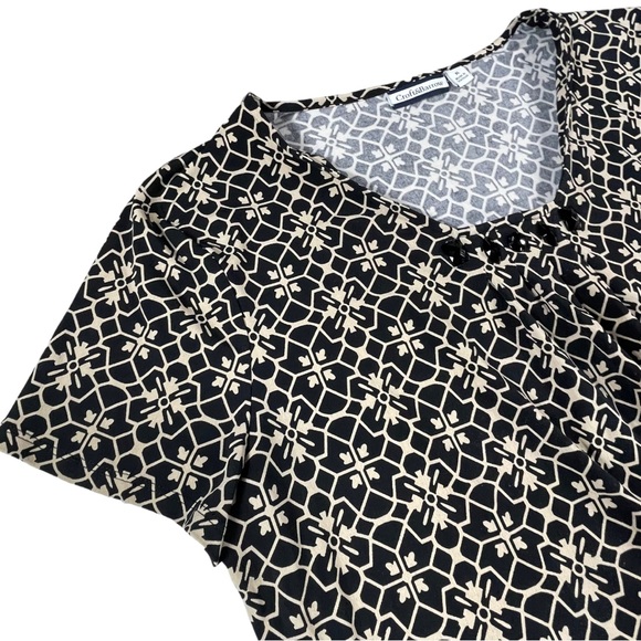 Croft & Barrow size Xl cream & black short sleeve tribal floral design shirt EUC - Picture 2 of 9